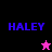 Four display 'HALEY' text with a star symbol changing from pink to black against contrasting backgrounds