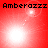 Red background with four showing white light bursts and dotted lines, each labeled 'Amberazzz' in black pixelated text