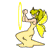 Animated contact sheet showing a yellow faerie character performing an attack animation with glowing effects across three frames, plus a separate starburst symbol.