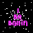 Pixelated pink text 'I BE BANNED' on black background with white speckles, animated as pixel fragments scatter across frames.