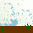Pixelated green dinosaur walks across brown ground with grass sprouts, purple particles float above; speech bubbles display text changes from 'BITE' to 'ME.' and 'KTHX.' in sequence.