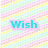 A static image with a pastel pixelated background featuring diagonal stripes of pink, yellow, green, and blue. Four cyan text elements appear on the left side: 'Wish', 'Knew', '=(', each in light purple rounded rectangles.