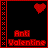 A 4x4 contact sheet of 15 animated frames showing a red pixel art animation on black background with "Anti Valentine" text and heart symbols in various positions.