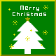 A 2x2 contact sheet of three animated Christmas-themed AIM buddy icons with green backgrounds, white pixelated trees, yellow stars, and snowflakes.