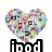 Heart-shaped pixel mosaic with multicolored fragments and black text reading 'ipod' on the left, transitioning to 'love' on the right.