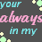 Pixelated animated contact sheet showing multiple frames of a buddy icon with repeated text and heart symbols on dark background.