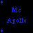 Blue text and star patterns on black background, with 'Mc' above 'Apollo' in four
