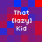 Pixelated of red and blue squares with white text reading "That [lazy] Kid" in four identical sections