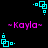 Pixelated cyan geometric shapes and pink text on black background, with shapes shifting positions across frames.