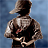Pixelated figure in profile wearing a cap and dark vest over light shirt, arms crossed against blue gradient background.