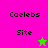 Two side-by-side display 'Caelebs Site' text with a star symbol; left has pink and green backgrounds, right is solid brown