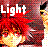 Pixelated icon with 'Light' text over a fiery red and orange background featuring abstract flame-like shapes.