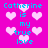 Pixelated cyan text reads 'Catherine is my true love' over a bright pink background with scattered white hearts.