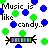Pixelated graphic with repeating text, colored dots, and a central bar chart-like element on white background.