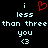 Pixelated text and symbols on black background with red heart symbol above 'i less than three you <3' text.