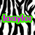 Black and white zebra-stripe background with three distinct text elements in bright colors: green 'taaylor' with pink outline, blue 'loveees' with purple outline, and blue 'youuuu!' with green outline.