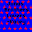 Blue background with red star pattern, repeated text "Jonas Brothers Lovers -Kacey" in black pixelated font across the image.