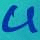 A 3x3 contact sheet of blue stylized letters on a cyan background with one gray square, showing animation frames from an animated icon.