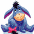 Four cartoon characters: a blue donkey with purple inner ears and pink bow, a pig with large pink ears, a bear holding a teddy bear, and an orange tiger with black stripes.