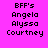 Pixelated text on a bright pink background with alternating light pink highlights on individual names across four