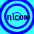 Four identical blue circular rings with the text 'nicole' centered on a light blue background, arranged in a