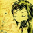 Pixelated static image of a person with dark hair and closed eyes against a yellow background, wearing a dark garment with a light collar.