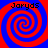 Four identical spiral patterns in red and blue with 'Jaryds' text above each spiral on a red background.