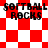 Red and white checkered pattern with "SOFTBALL ROCKS" text in four quadrants, two variations of background layout visible.