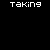 Animated contact sheet of a pixelated text-based icon showing the words 'TAKING', 'Back', and 'Sunday' in white on black with cyan dots, arranged in a 5x5 grid across 25 frames.