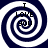 Four identical spiral patterns arranged in a , each containing the text "I LOVE YOU" in black capital letters on white and dark blue spirals