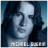 Pixelated static image of a person with long dark hair against blue gradient background, featuring partially legible text at bottom.