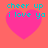 Four identical pixelated heart icons with cyan text on a coral background, each displaying 'cheer up i love ya' in two lines.