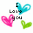 Pixelated heart-themed icon with text variations showing 'I Love you' and 'you Love me' across two states.