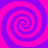 Four identical spirals in alternating pink and purple hues arranged in a on a solid pink background