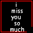 Four identical black square with red borders display white text reading "i miss you so much" in pixelated font, each showing a different animation state