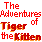 Pixel art of a cat's head with orange stripes, blue eyes, pink nose, and yellow flame-like fur changes across frames