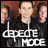 Pixelated image of three people in dark clothing against a reddish-brown background with white text reading 'DEPECHE MODE' below them.