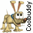 Animated contact sheet showing two frames of a pixelated cartoon dog-like character with long ears and blue collar, next to vertical text "COOLDOG" in blocky font.
