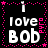 A 4x4 contact sheet of animated frames showing a black background with pink dotted outlines and white text reading "i love" followed by various male names, ending with "BOYS!" in the bottom-right frame.