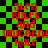 Red pixelated text on a green and black checkered background, with visible text reading 'GLEN RULES and UNICORNS RULE' in a repeating pattern.