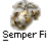 Two identical static frames of a Marine Corps emblem icon with text labels, displayed on a gray background in a contact sheet layout.