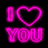 Four neon-style "I ❤️ YOU" text icons arranged in a 2x2 grid, each with distinct color variations and subtle glow effects on black background.