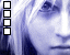 A static image of a person with light-colored hair and blue-toned skin, featuring four vertical white squares on the left side.