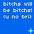 Blue background with repeated white text 'bitches will be bitches! (u no bri)' and small light blue plus or star symbols scattered across the image.