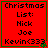 Red square with green border displays Christmas list text and small green holly graphic; four identical