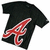 Black T-shirt with large red stylized 'A' logo outlined in white, displayed from multiple angles on a plain background.