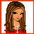 Pixelated character with long brown hair, blue eyes, red crop top, white pants, and a belly button piercing; text reads "You Never Noticed Me".