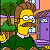 Pixelated cartoon character with yellow skin and brown hair stands next to purple door on green background, right side shows "Original Icons .com" text in bright green pixel font.