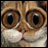 A pixelated cat face with large brown eyes and a red collar, next to text reading "Twisted Whiskers" on white background.