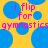 Yellow background with blue circles and pink text reading 'i flip for gymnastics' repeated twice.